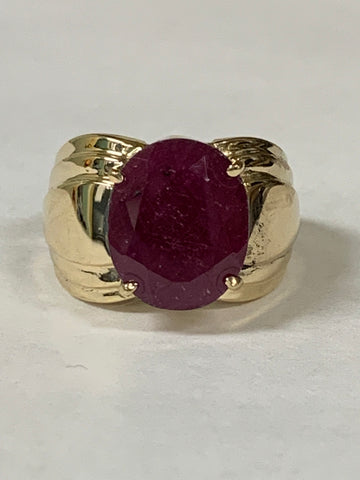 14k Glass Filled Ruby Ring