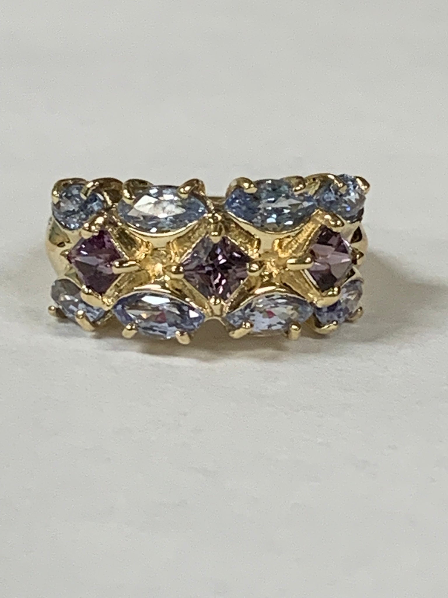 14k Purple / Ceylon Sapphire & Diamond Ring
