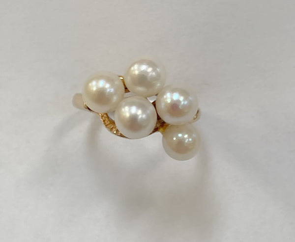 Vintage "MINGS" Five Pearl Ring
