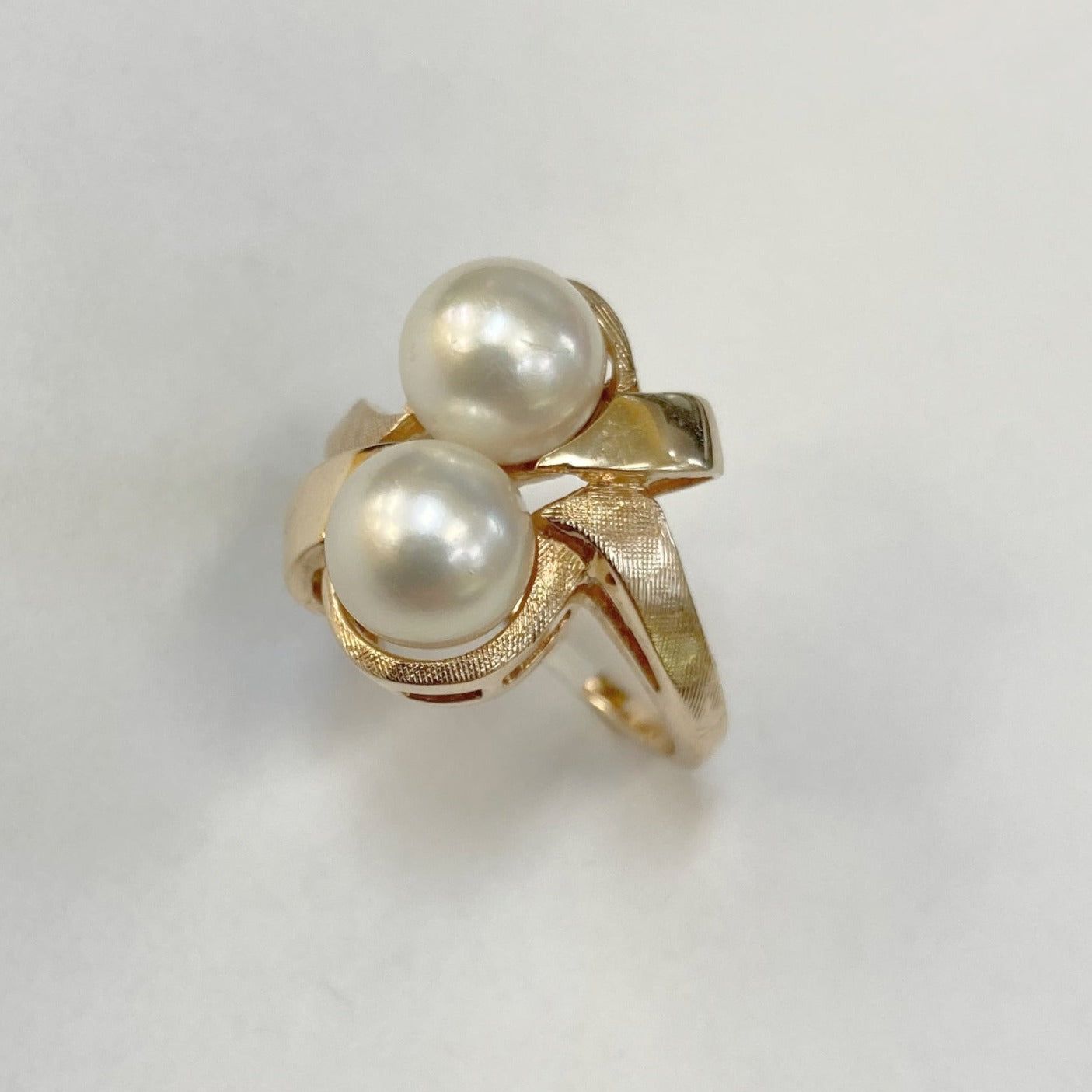 14k Two Pearl Ring