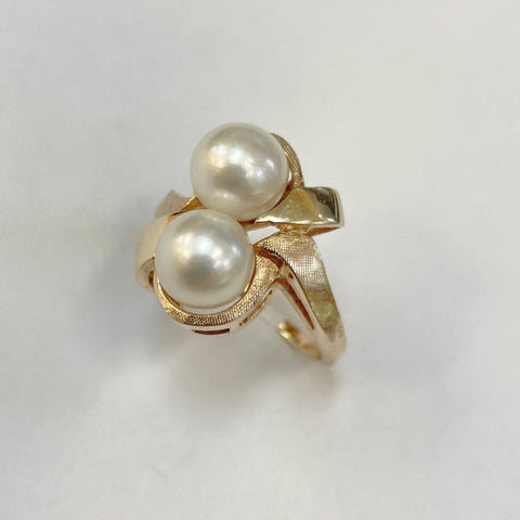 14k Two Pearl Ring