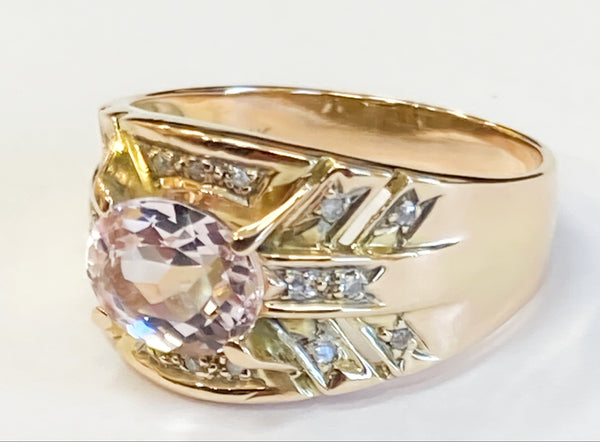 14k Kunzite & Diamond Ring