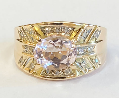 14k Kunzite & Diamond Ring