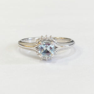 10KWG 1/2CT Aquamarine and Diamond Ring