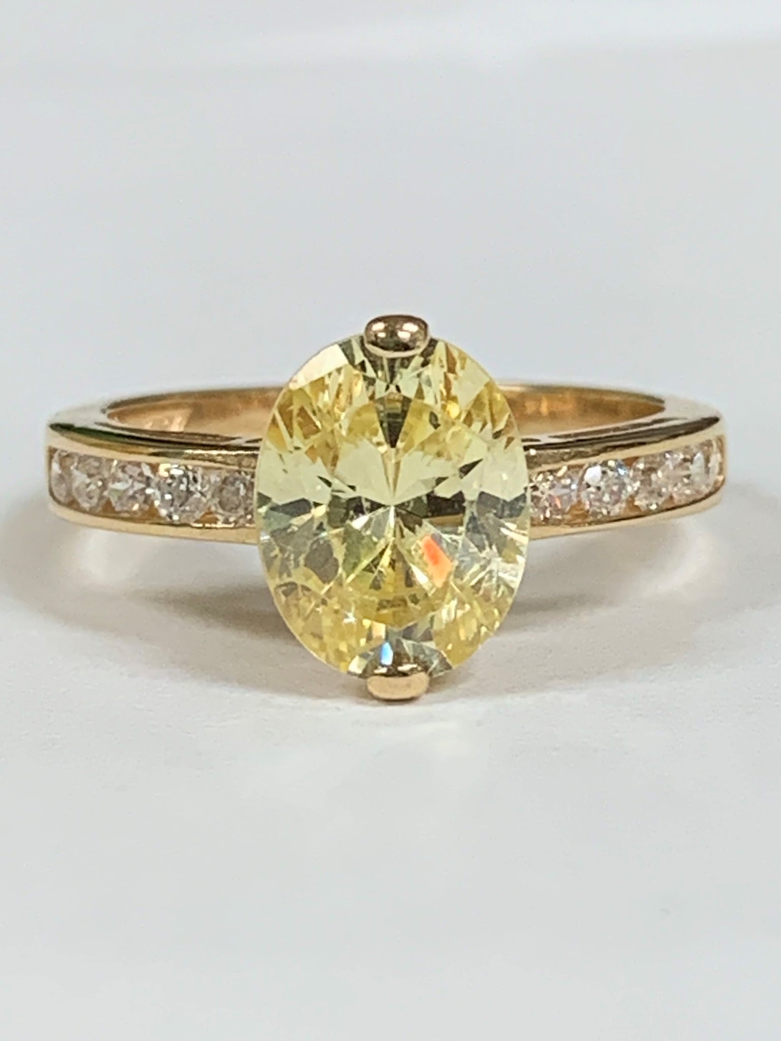 14k yellow gold Yellow Oval Cubic Zirconia Ring