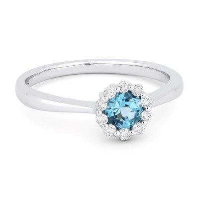 14K Blue Topaz & Diamond Fashion Ring