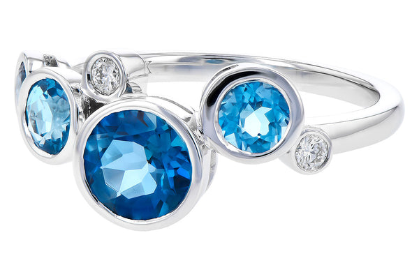 14K Blue Topaz & Diamond Ring