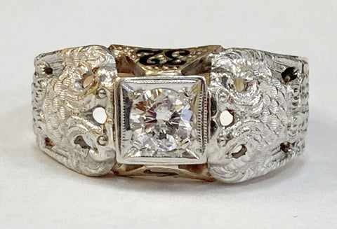 10K Two-Tone 0.35CT Diamond Masonic Ring