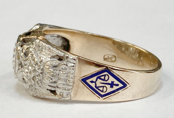 10k Two-Tone Diamond Masonic Ring