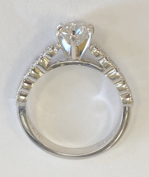 14KWG Diamond Engagement Ring with Milgrain