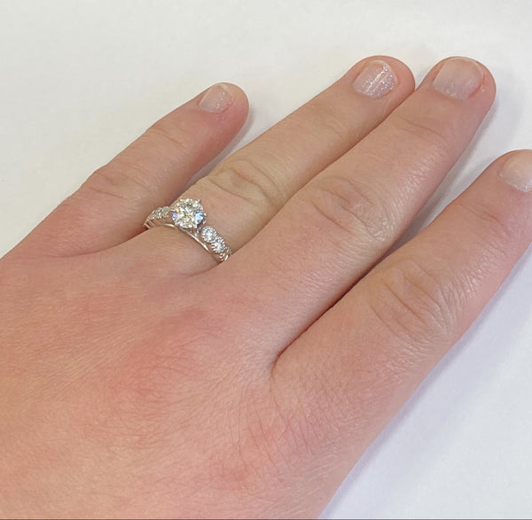 14KWG Diamond Engagement Ring with Milgrain