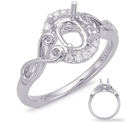14K Diamond Oval Halo Engagement Ring
