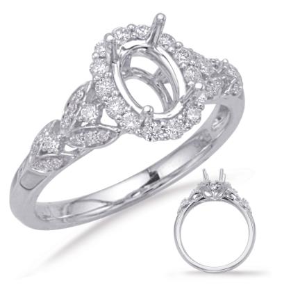 14K Diamond Oval Semi-Mount Engagement Ring