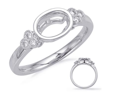 14K Diamond Oval Semi-Mount Engagement Ring