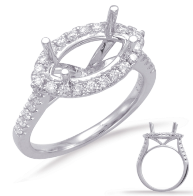 14K Marquise Halo Engagement Ring