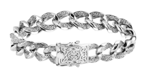 Sterling Silver Celtic Knot Heavy Curb Link Bracelet