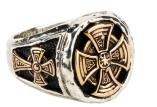 Celtic Cross Oval Ring-Oxidized Sterling Silver/Bronze