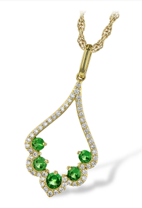 14K Green Garnet & Diamond Necklace