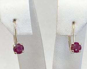 14KYG Ruby Lever-Back Earrings
