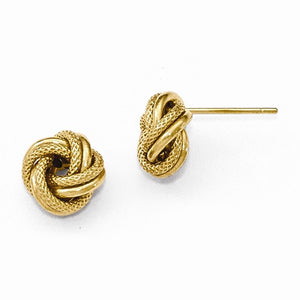 14k Yellow Gold Love Knot Polished Diamond-Cut Post Earrings