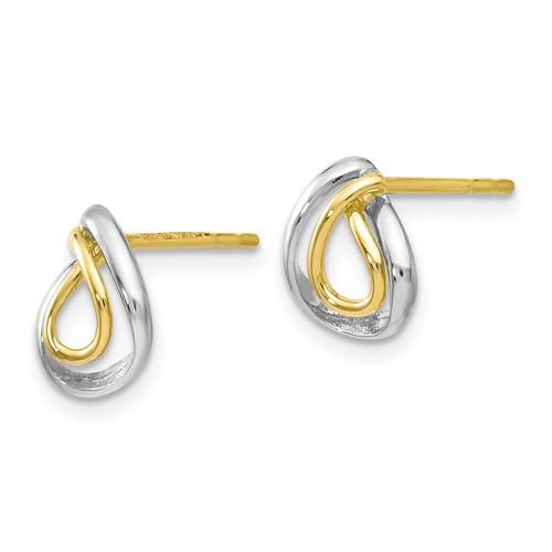 10K Two-Tone Polished Post Earrings