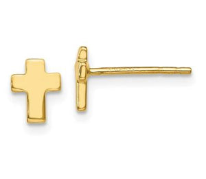 10k Yellow Gold Polished Cross Earrings