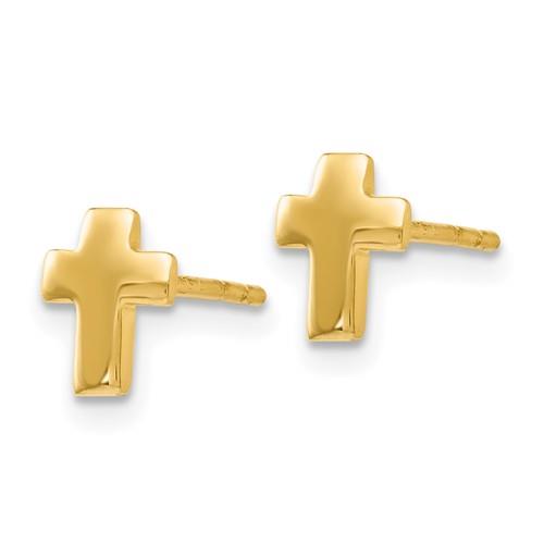 10k Yellow Gold Polished Cross Earrings