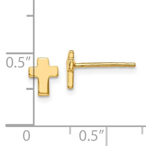 10k Yellow Gold Polished Cross Earrings