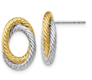 14K Two-Tone Gold Polished Fancy Earrings