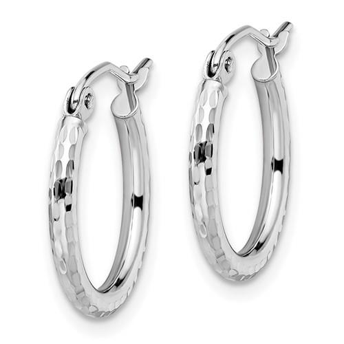 10K Diamond Cut Hinged Hoop Earrings
