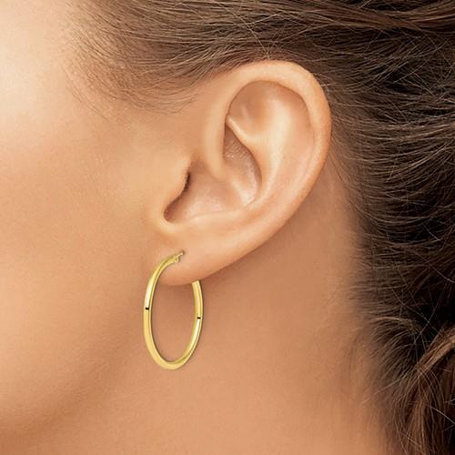 10KYG Polished Hinge Hoop Earrings