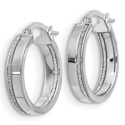 14k Polished Glimmer Infused Hoop Earrings