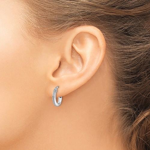 14k Polished Glimmer Infused Hoop Earrings
