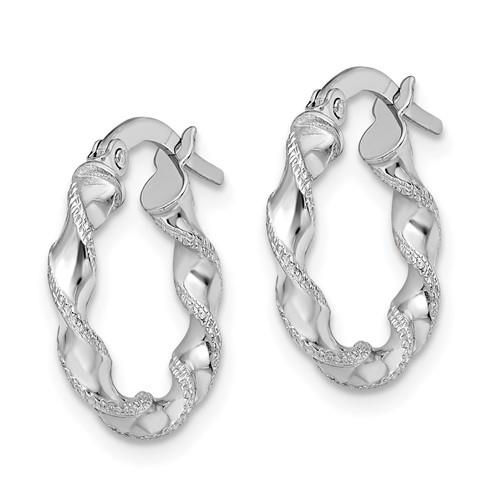 14k White Gold Twisted Hoop Earrings
