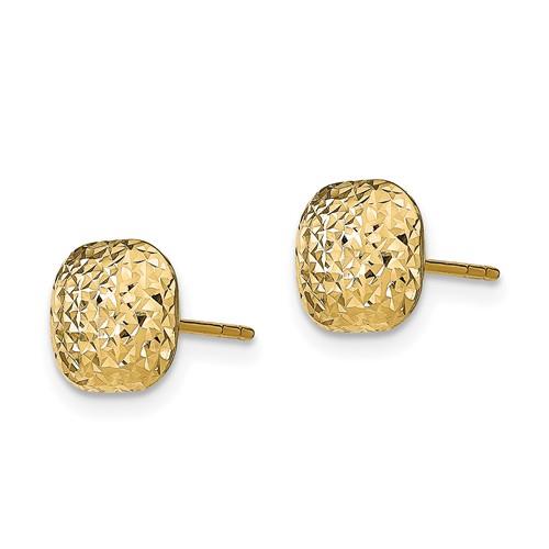 14k Yellow Gold Polished Diamond Cut Button Post Earrings