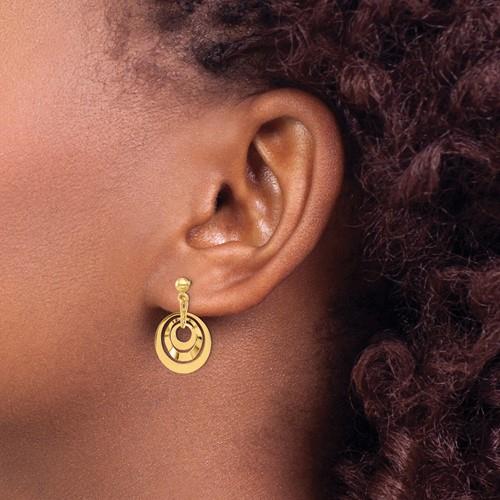 14k Polished Circles Post Dangle Earrings