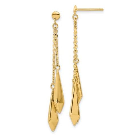 14k Polished Post Dangle Earrings