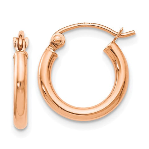 10K Rose Gold Polished Hinged Hoop Earrings