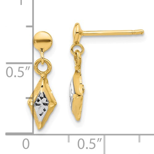 14K Two-Tone Gold Polished Dangle Post Earrings