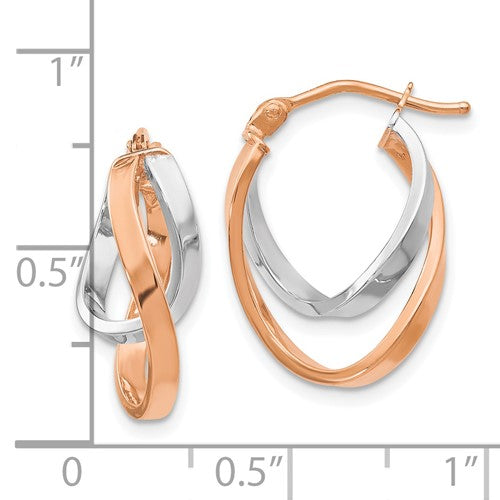 14K Two-Tone Polished Hinged Hoop Earrings