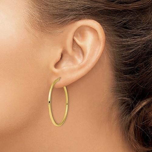 10KYG Polished Hinged Hoop Earrings