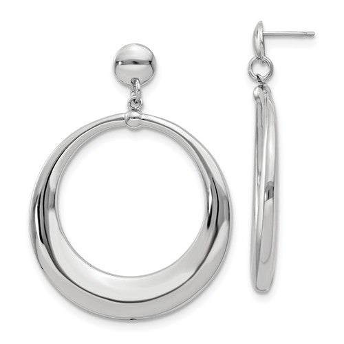 Sterling Silver Polished Circle Dangle Earrings