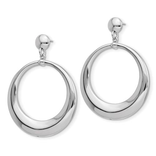 Sterling Silver Polished Circle Dangle Earrings
