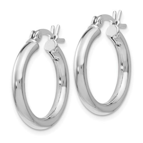 Sterling Silver Polished Round Hinged Hoop Earrings