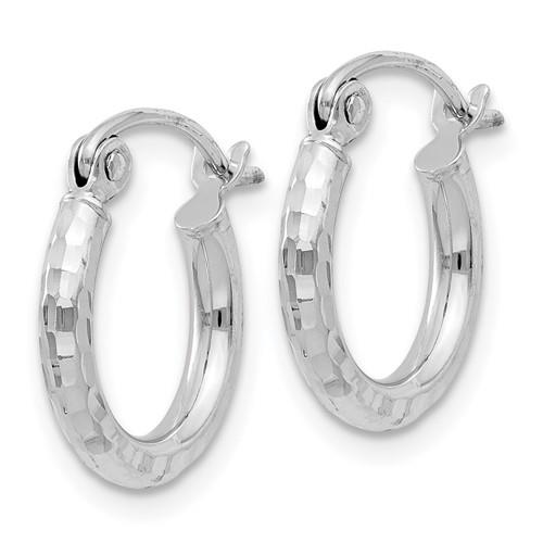 Sterling Silver 2mm Diamond Cut Hoop Earrings