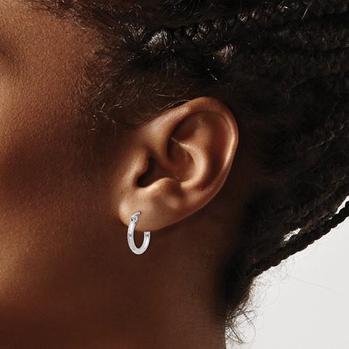 Sterling Silver 2mm Diamond Cut Hoop Earrings