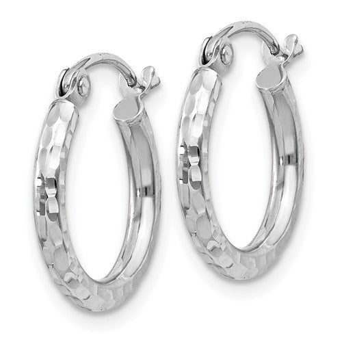 Sterling Silver Polished & Diamond Cut Hoop Earrings