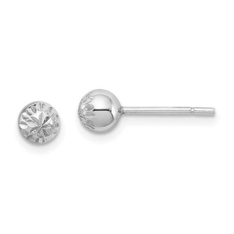 Sterling Silver Diamond Cut Ball Post Earrings