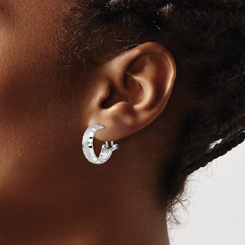 Sterling Silver Radiant Essence Diamond Cut Omega-Back Earrings