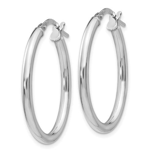 Sterling Silver Polished Oval Hinged Hoop Earrings